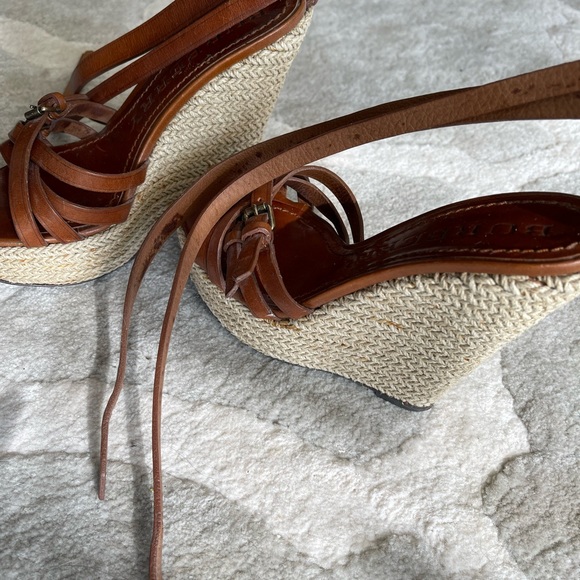 Burberry brown leather ankle wrap wedge heel - Picture 3 of 5